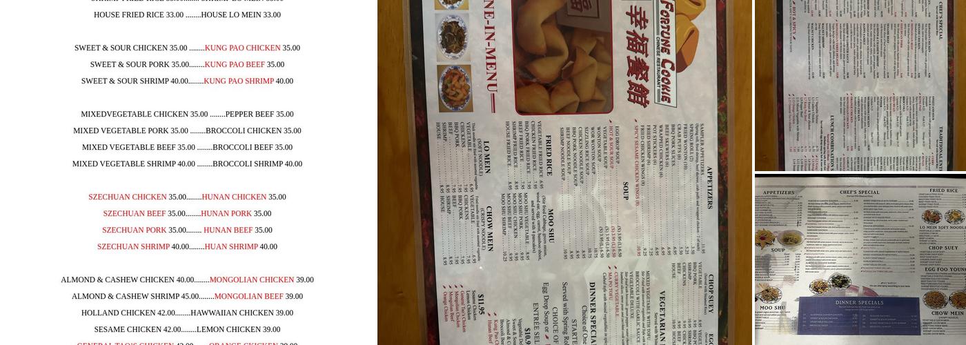 Fortune Cookie Restaurant Menu