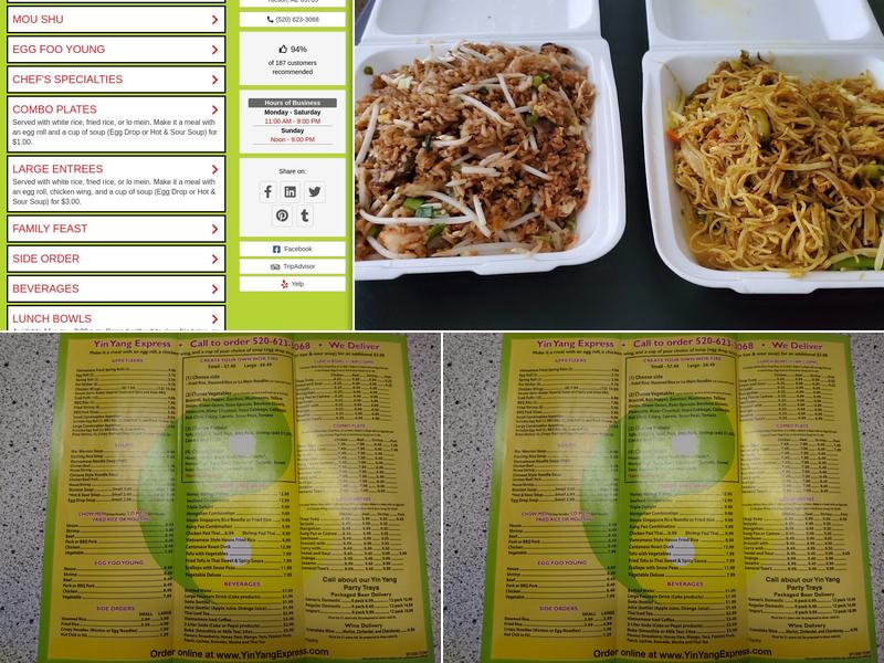 Yin Yang Express Menu