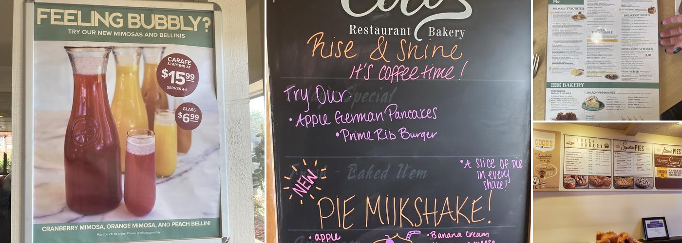 Coco's Bakery Restaurant Menu