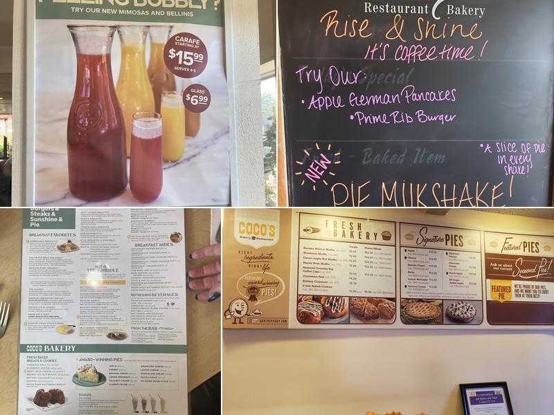 Coco's Bakery Restaurant Menu