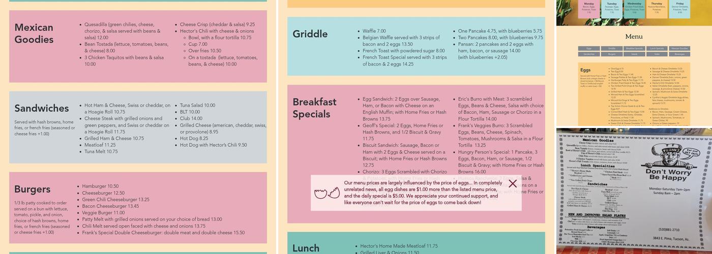 Frank's Restaurant Menu