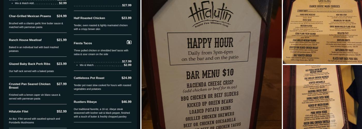 HiFalutin Rapid Western Grill Menu