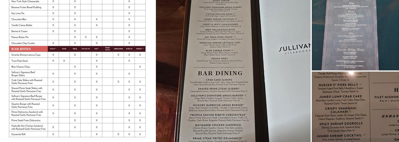 Sullivan's Steakhouse Menu