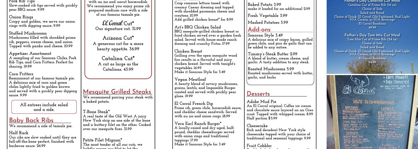 El Corral Menu
