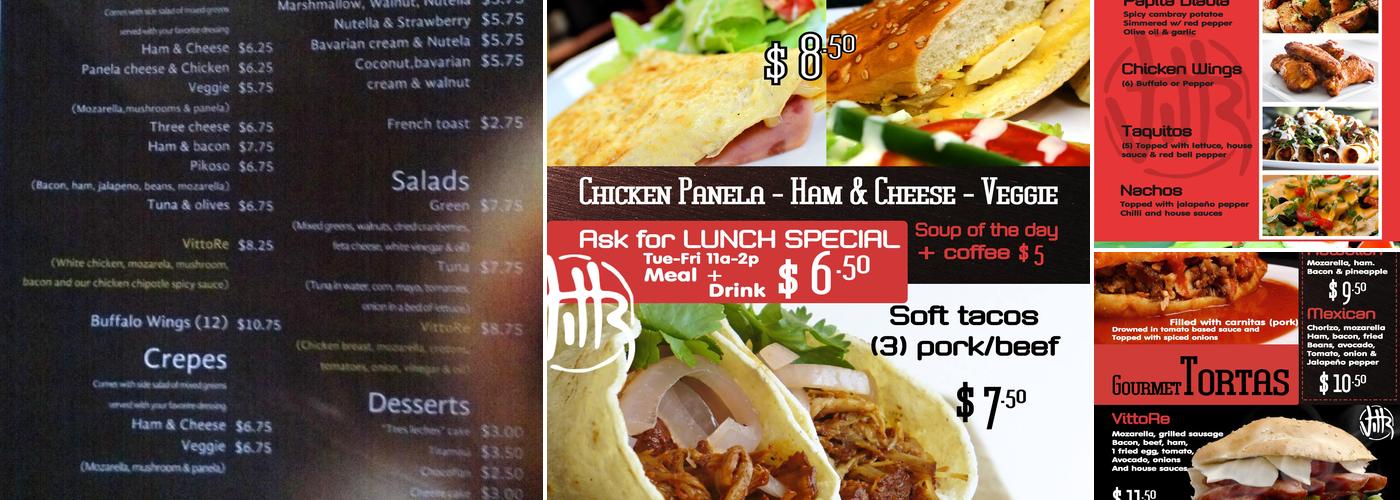 Casa VittoRe Café Menu