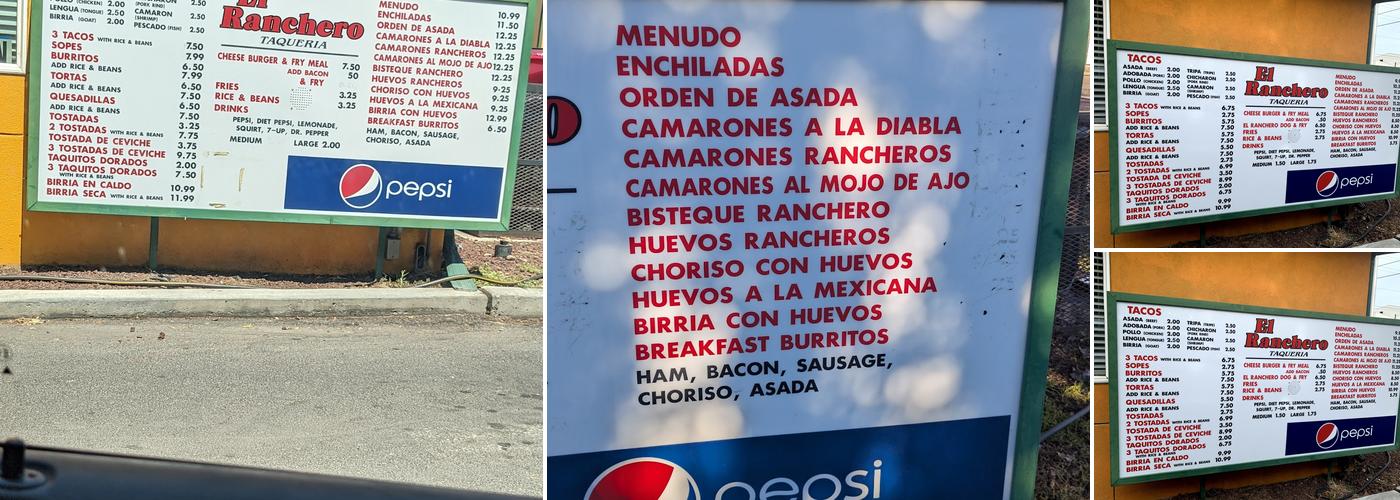 Restaurant El Ranchero Menu