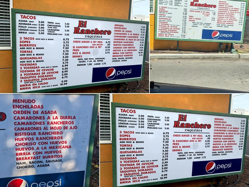 Restaurant El Ranchero Menu