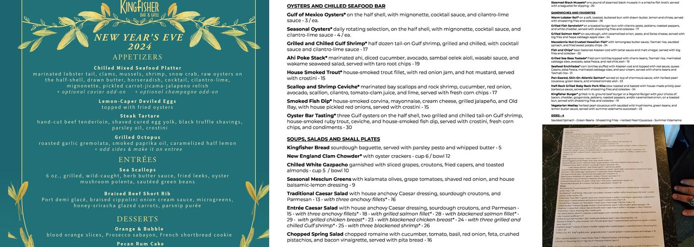 Kingfisher Bar & Grill Menu