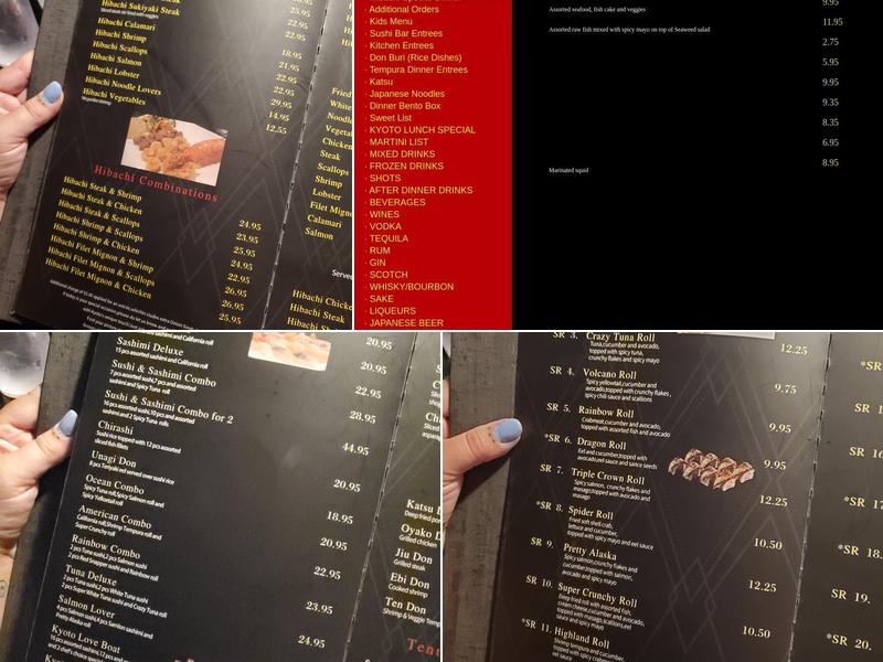 Kyoto Sushi & Steak House Menu