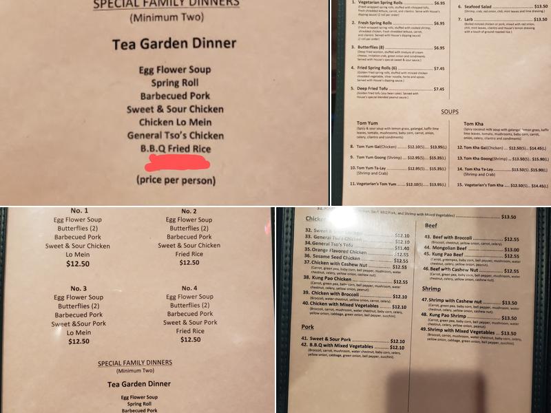 Tea Garden Menu