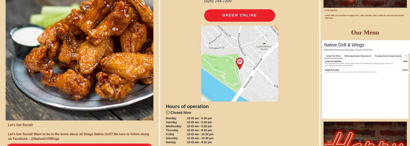 Native Grill & Wings Menu