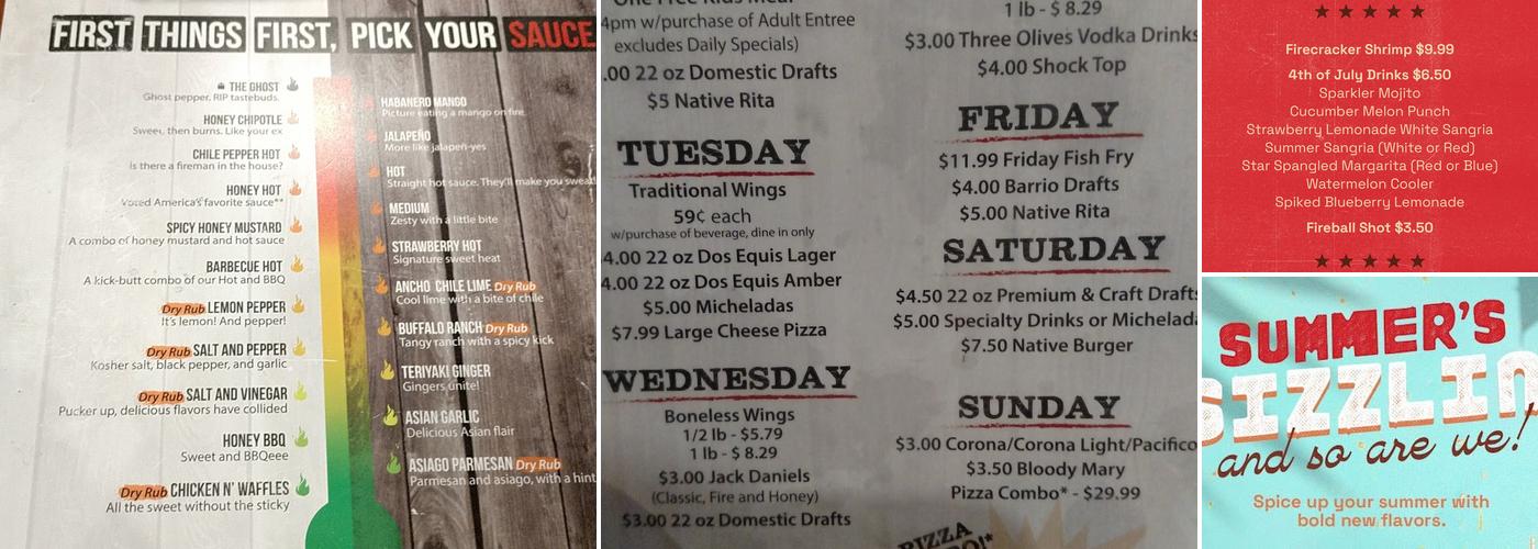 Native Grill & Wings Menu