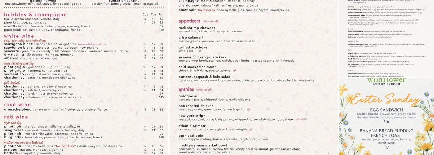 Wildflower Menu