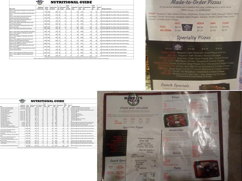 Barro's Pizza Menu