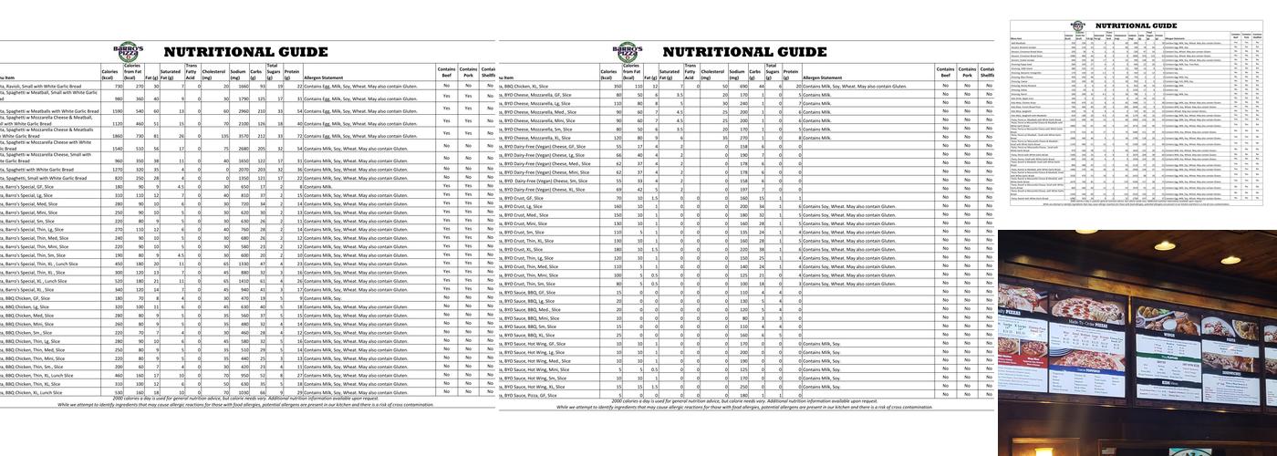 Barro's Pizza Menu