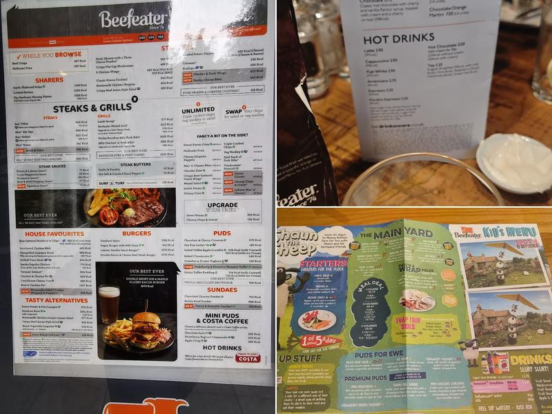 The Griff House Beefeater Menu