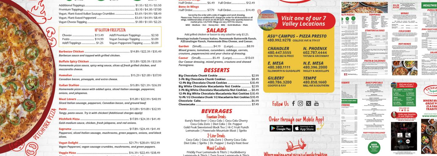 Venezia's Pizza Menu