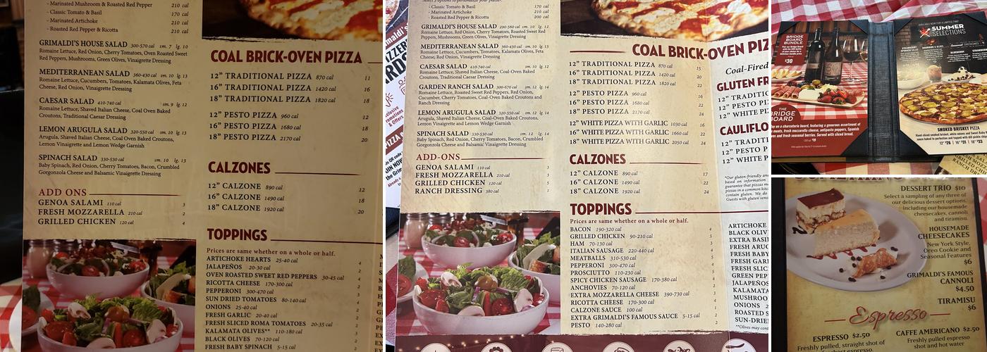 Grimaldi's Pizzeria Menu