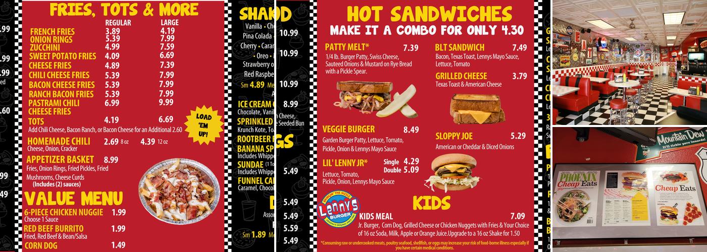 Lennys Burger Menu