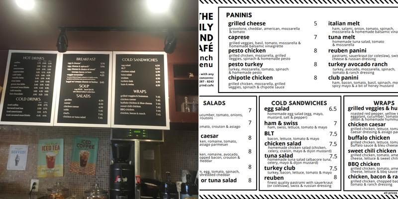 Daily Grind Cafe Menu