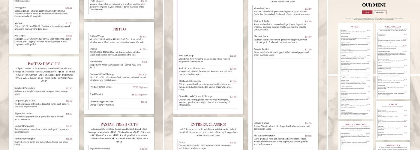 Cafe Michelangelo Menu