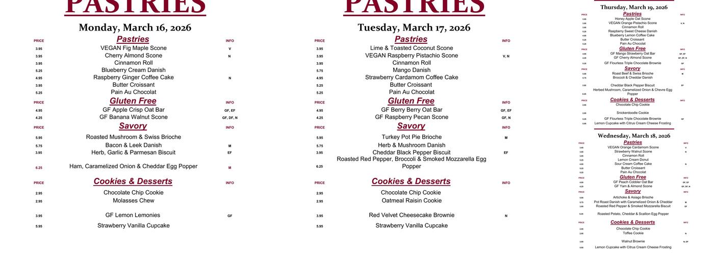 High Point Cafe Menu