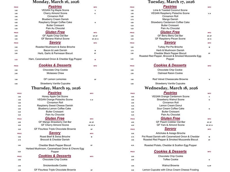 High Point Cafe Menu