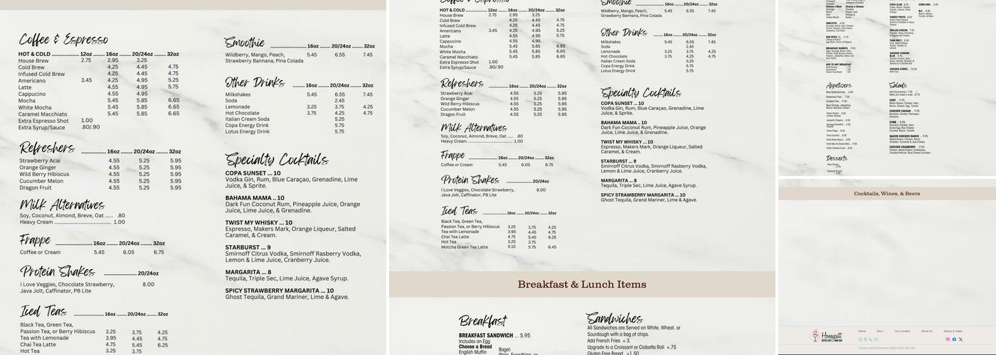 Honeycutt Coffee Cafe Menu