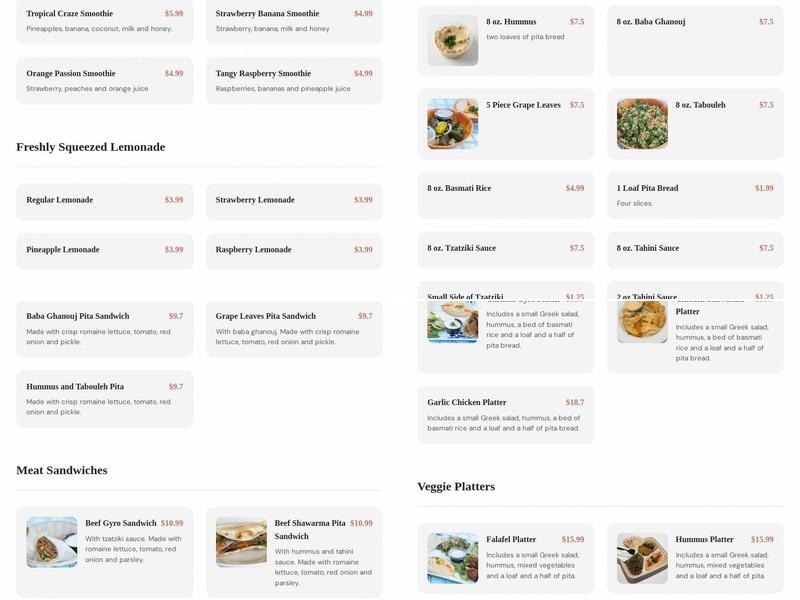 Smiley's Café Menu