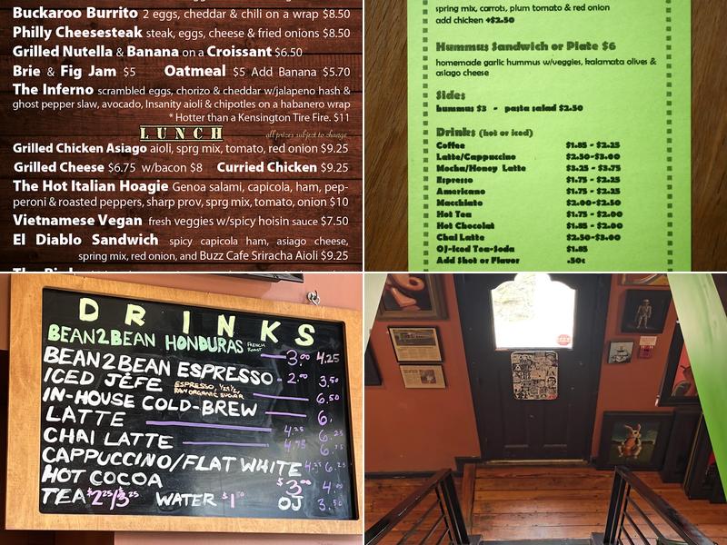 Buzz Cafe Philly Menu