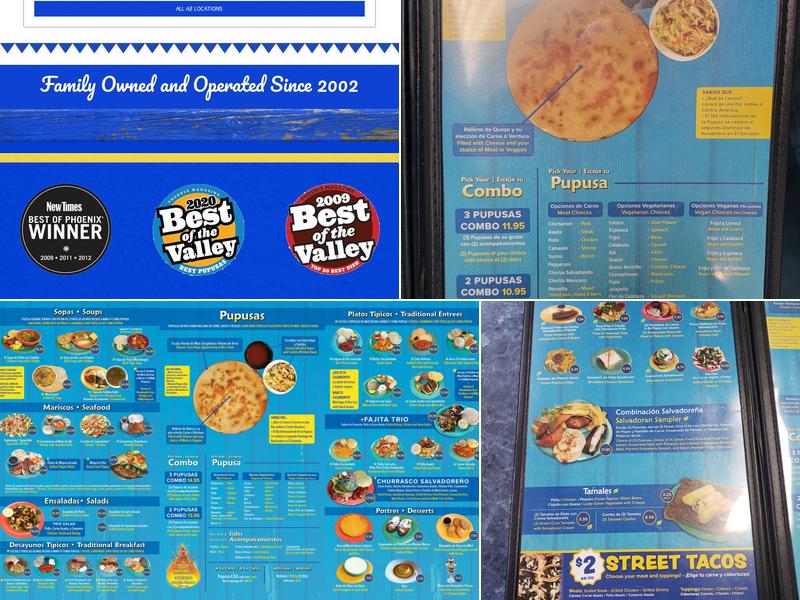 Salvadoreño Restaurant - Mesa Dr - Pupusas Menu