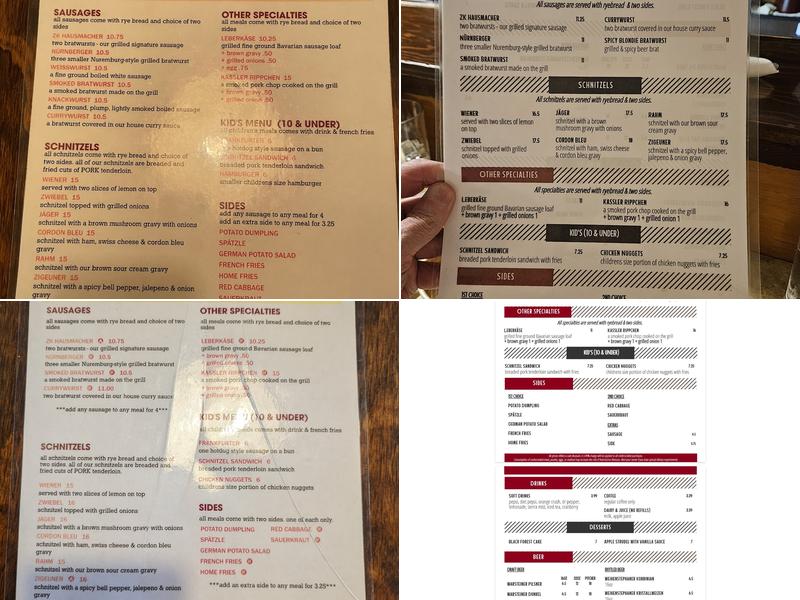 Zur Kate German Restaurant Menu