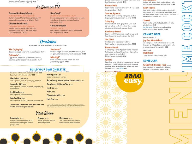 Over Easy Menu