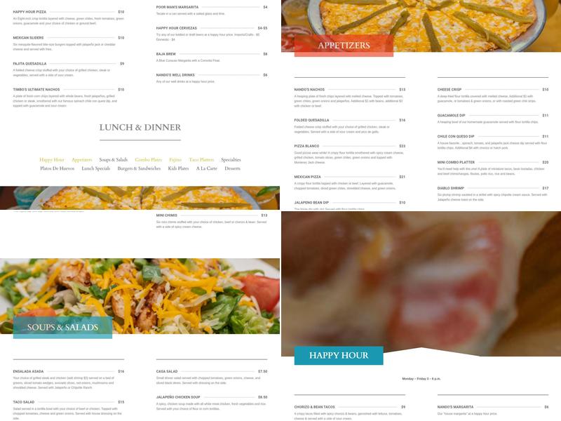 Nando's Mexican Cafe Menu