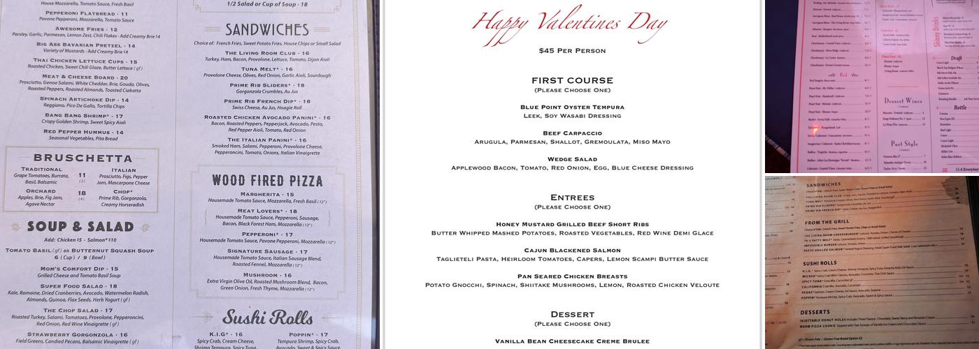 Living Room Wine Cafe & Lounge Menu