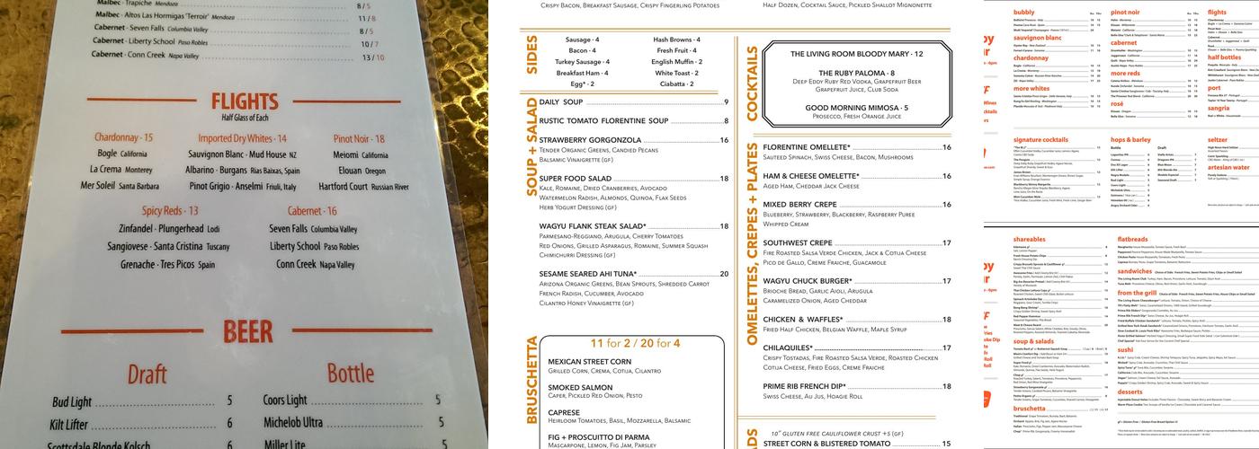 The Living Room Wine Café & Lounge Menu