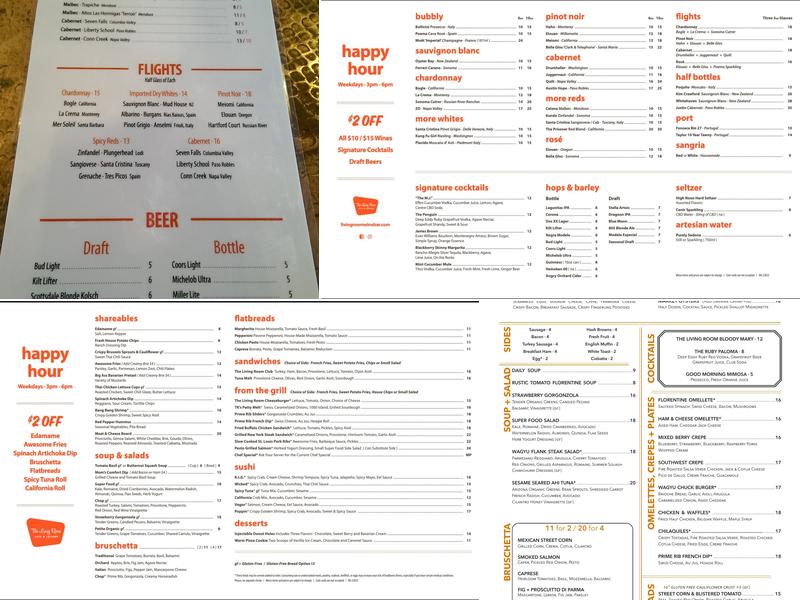 The Living Room Wine Café & Lounge Menu