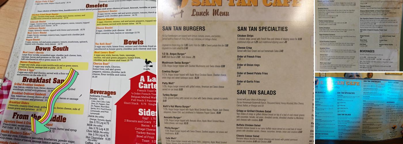 San Tan Cafe Menu
