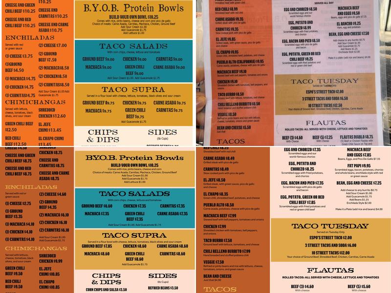 Espo's Mexican Food Menu