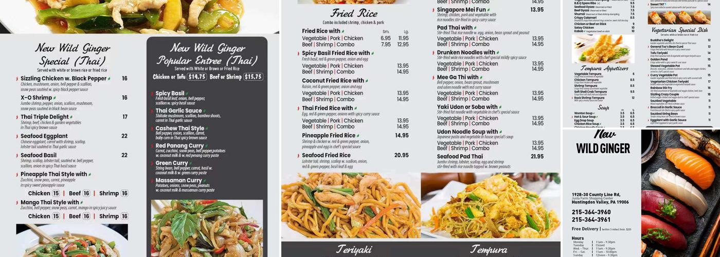 New Wild Ginger Menu