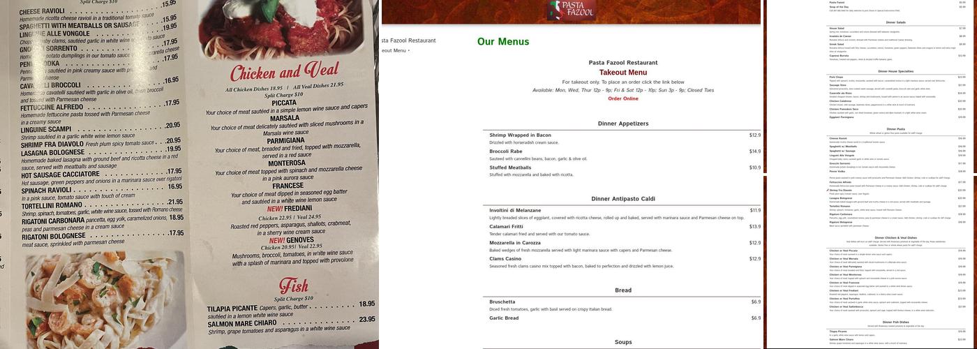 Pasta Fazool Menu