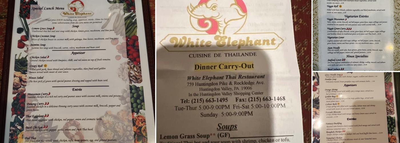 White Elephant Restaurant Menu