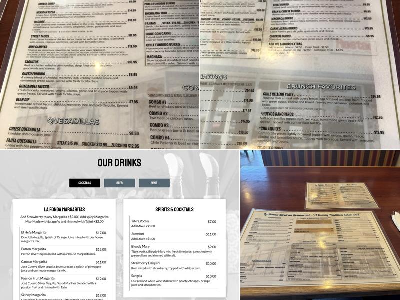 La Fonda Mexican Restaurant Menu
