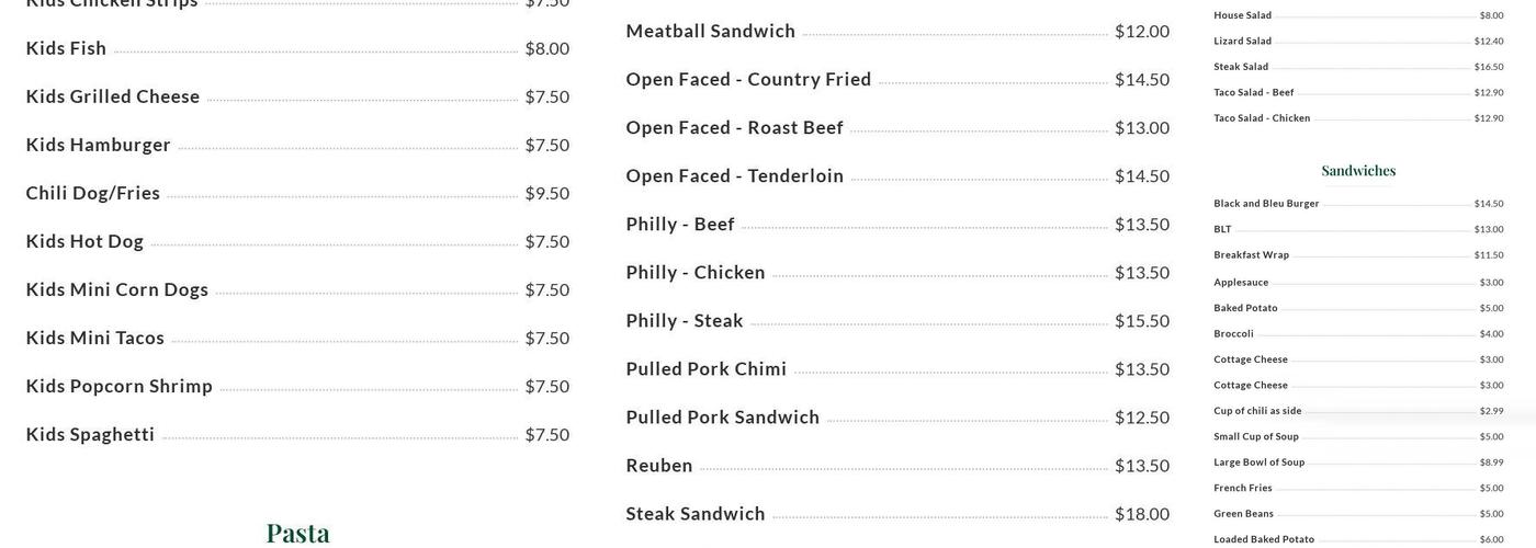McCorkle's Menu