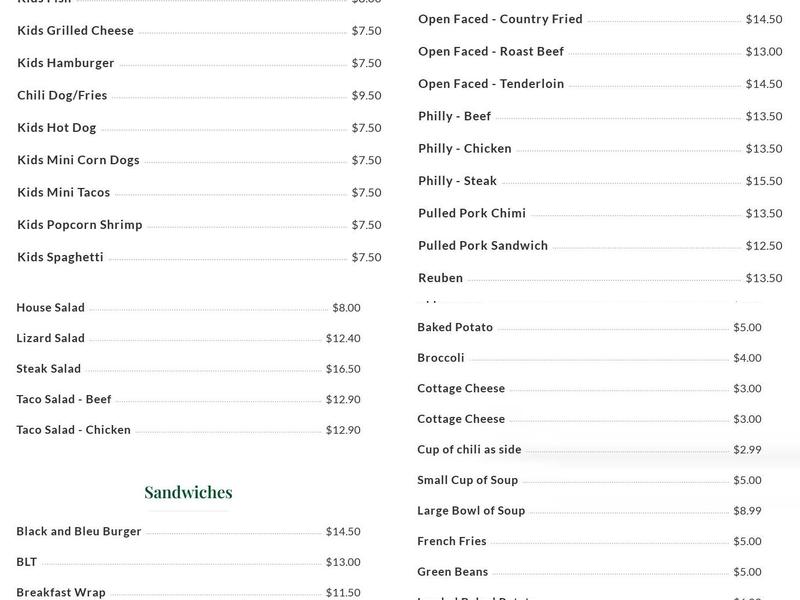 McCorkle's Menu