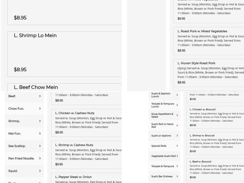 Asian Taste Inn Menu