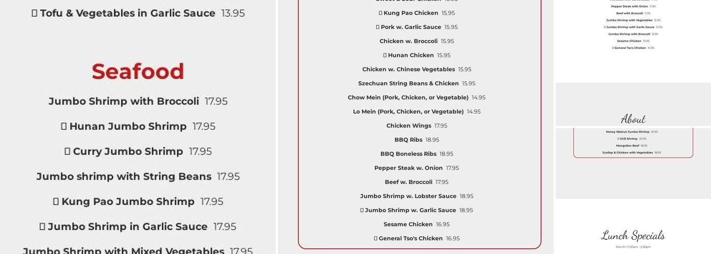 Ming's Restaurant Menu