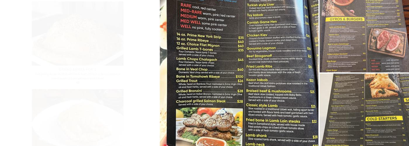 Samarkand Steakhouse Menu