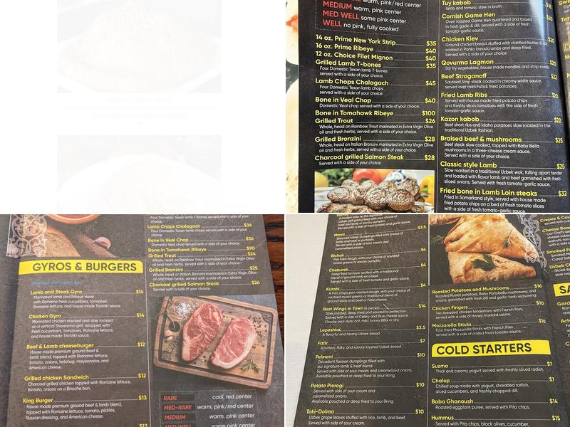 Samarkand Steakhouse Menu