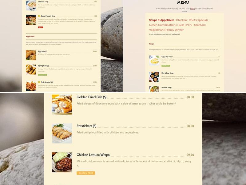 Zen Chinese Food Menu